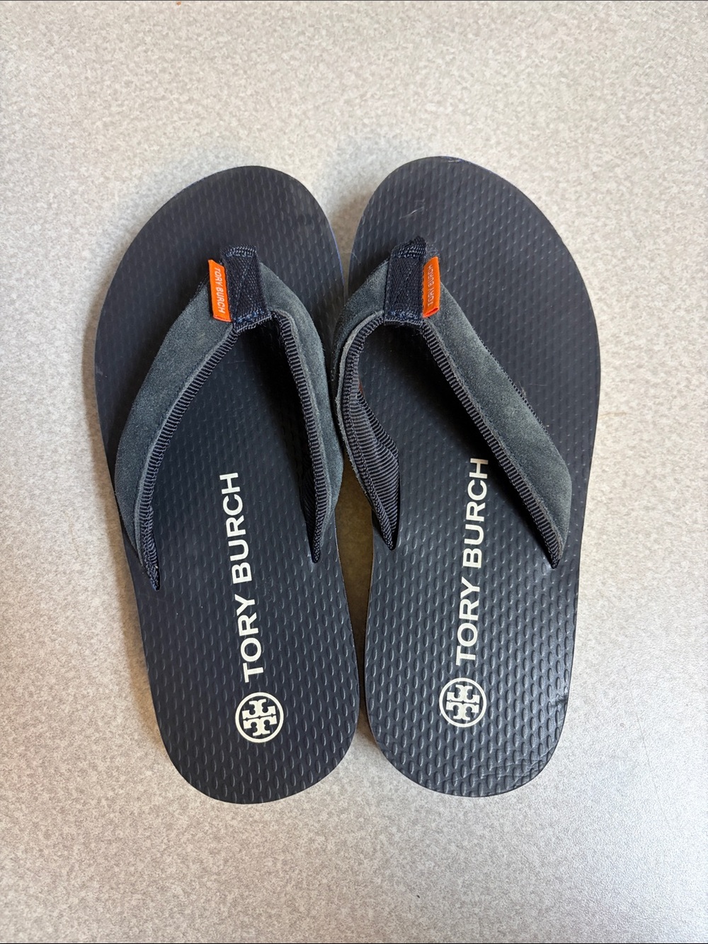 Tory Burch Black Flip-Flop Sandals with Rainbow Edges